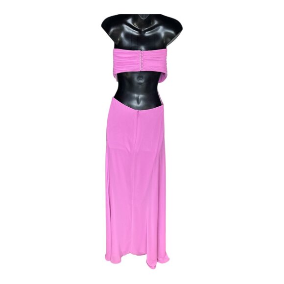 Dessey Collection Strapless Empire Waist Cutout Lux Chiffon Maxi Dress Pink 8R - Picture 5 of 14